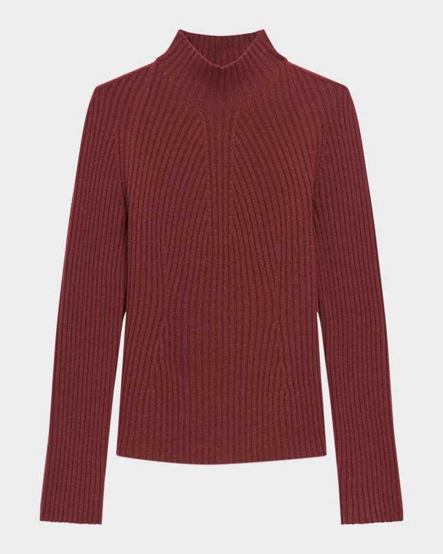 Cashmere Rib Mock-Neck Sweater